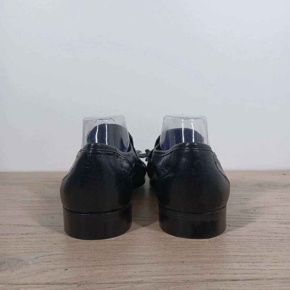Italian Shoemakers Loafers Men 9.5 Black Leather Tassel Classic Preppy Dress